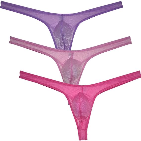 Sexy Men's Shiny Mesh Bikini Thong See-through Underwear Pouch G-string Sheer T-back Organdy Tangas