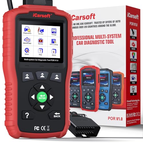 iCarsoft OBD2 Scanner POR V1.0 for PorscheMacan, All System Diagnostic Scan Tool OilSAS Reset Check Engine Light IM Readiness Battery Test OBD2CAN Car Code ReaderPCM Live Data