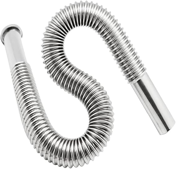 Flexible Tub Drain,Adjustable Corrugated Drain Hose S-Trap Stainless Steel | Quick Drain Kitchen Lavatory Tub Sink Trinket Container Curved Lavatory Trash Pipe Sukuma