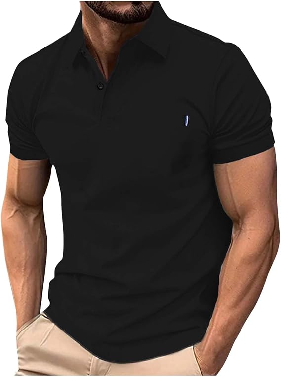 Men's Polos Shirts Short Sleeve Golf Shirt Lightweight Solid Collared Tshirt Causal Pullover Tops Regular Fit Tee