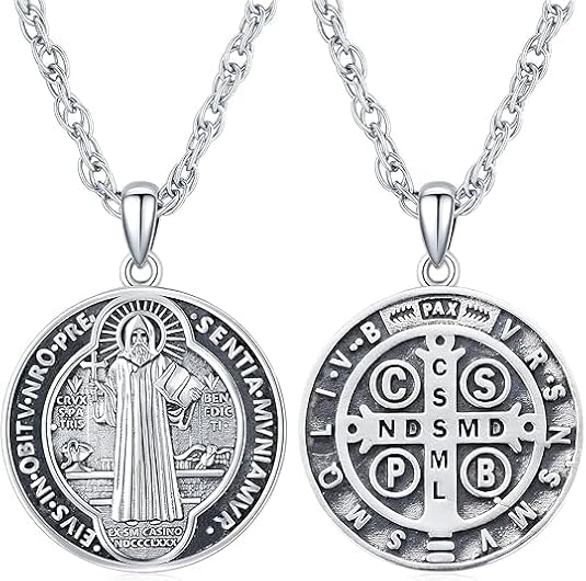 925 Sterling Silver St Christopher/St Benedict/San Judas Tadeo/Gabriel/Patrick/Luke/Saint Archangel Michael Medal Pendant Necklace Protection Religious Amulet Jewelry Gifts for Men Women