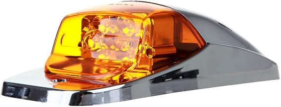 1x Truck Cab Marker Light 17 LED Amber Roof Running Lights w/Chrome | Top Roof Running Lights Truck Trailer Light for Peterbilt for Kenworth forFreightliner for Mack Trailer Trucks Waterproof