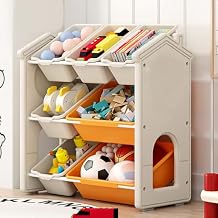 Toy Storage Organizer Book Shelf with Stuffed Animal Storage Toy Organizers and Box Kids Bookshelf Kids playroom playroom Decor Bedroom Organizers Colored Box 64.5x32.5x69cm