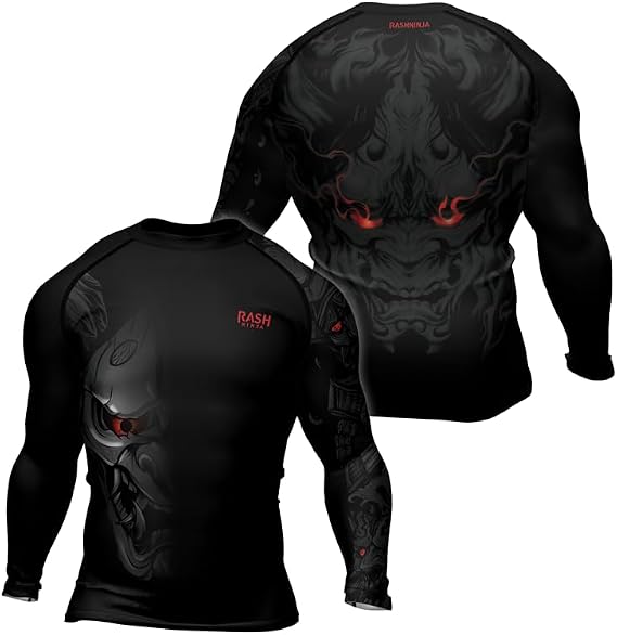 Samurai Mens Long Sleeve Base Layer Compression Rash Guard MMA BJJ Jiu Jitsu Grappling Muay Thai No Gi Training