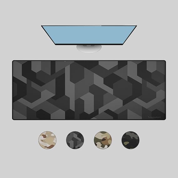 Das Keyboard Large Gaming Mouse Pad Desk Mat with Stitched Edge - Non Slip Base - Waterproof - Premium Cloth Mousepad for Home Work Gaming - Cyber Shadow Camo