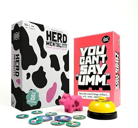 Party Game Bundle Herd Mentality & You Cant Say UMM | Fun Family Board Games for Adults, Teens & Kids | Easy-to-Learn, Hilarious Games for Game Night & Parties