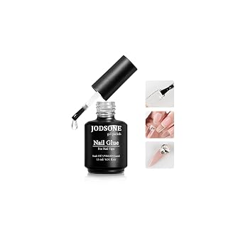 JODSONE 15ml Nail Glue Gel 4 in 1 for Nail Tips Long Lasting Extension Glue for Clear Nail Tips and Clear Press on Nails, Nail Repair Treatment, Salon Art DIY at Home Need U V Light Cured