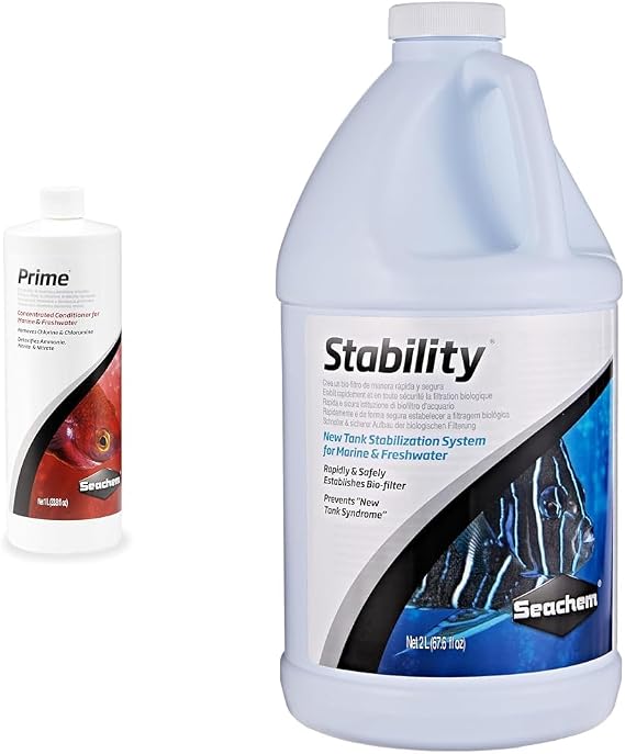 Seachem Prime Conditioner 1L and Seachem Stability Aquarium Stabilizer 2L Bundle