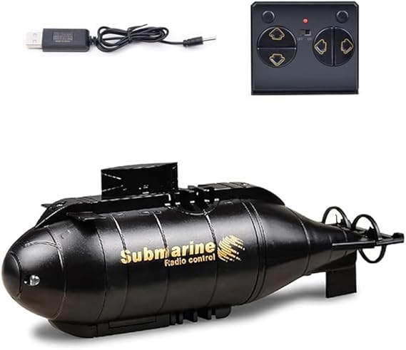 Mini RC Nuclear Submarine Boat 6CH Remote Control Waterproof Race Boat for Pools, Lakes, Dive Fish Water Tank Model Gift for Adult - Black