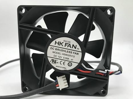 AS8025V12 Cooling Fan 12V 80mm Fan, AS8025V12 DC12V 0.50A 808025mm 4-Wire