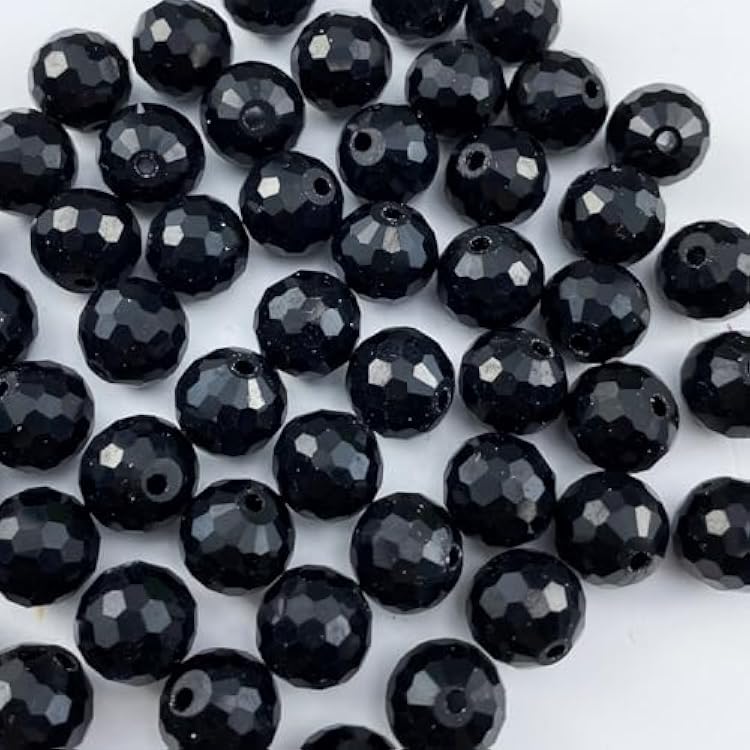 Crystal Glass Beads 100 Pieces 8mm Round 96 Faceted Glass Spacer Beads for Jewelry Making Bracelet Necklace Earring DIY CraftBlack