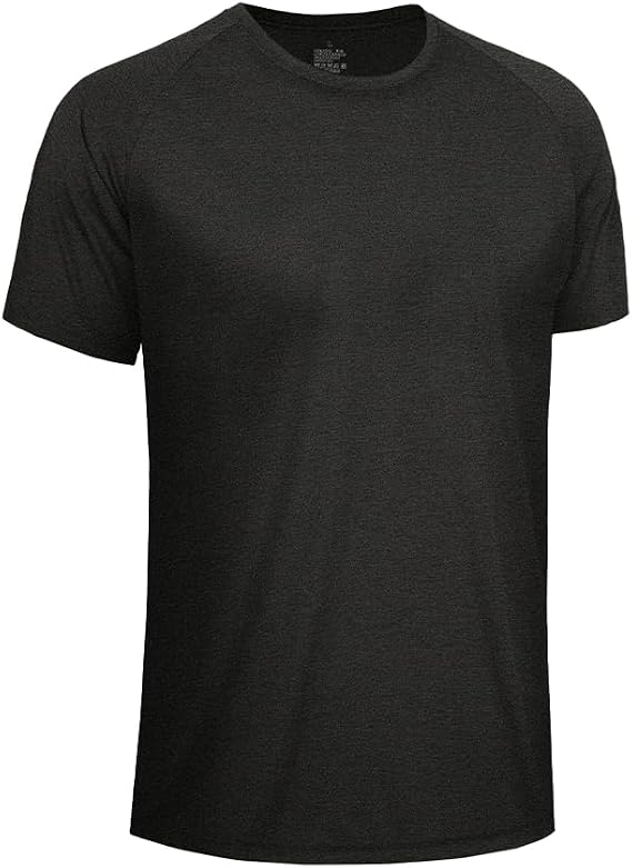 BOOJO Men's Active Short Sleeve Shirts - Quick Dry Sun Protective Athletic Workout T Shirts Large Heather Black