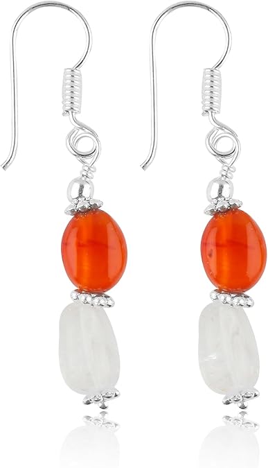 Natural Gemstone Dangling Earrings, Handmade Bohemian Jewelry, Healing Crystals & Polished Stones, Lightweight Earring, Birthday Christmas Gift for Women