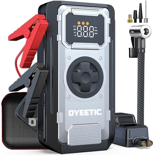 5000A Portable Car Jump Starter with Air Compressor, 150PSI Car Battery Jump Starter 10.0L Gas8.0L Diesel Engines,12V Pack Jump Box with Large Digital Display, Car Emergency Kit