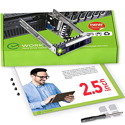 WORKDONE 2.5 Hard Drive Caddy - Compatible for Dell PowerEdge Servers - 14th Generation R440 R640 R740 R740xd R840 R940 R6415 R7415 R7425 - Bright LED SSD SAS SATA NVMe Tray - Setup with Manual