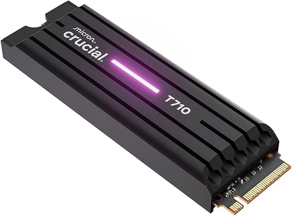 Crucial T710 PCIe Gen5 NVMe 2TB SSD Heatsink, Up to 14,900 MB/s, Laptop & Desktop Compatible (PC), for Creatives and Hardcore Gamers, Solid State Drive, Includes 1Mo Adobe CC CT2000T710SSD5-01