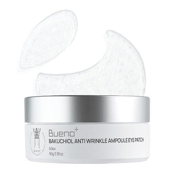 Bueno+ Bakuchiol Anti-Wrinkle Ampoule Eye Patch, 60 Patches, Under Eye Patches for Puffy Eyes and Dark Circles with Bakuchiol and Retinol, Korean Skin Care
