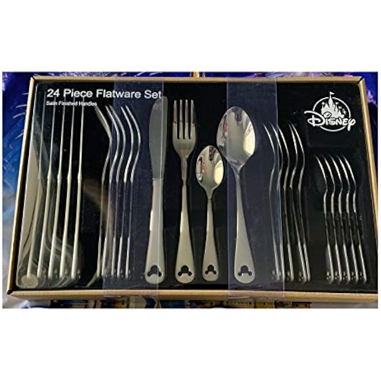 Disney Parks Mickey Mouse Icon Silhouette 24 pcs Satin Finish Silverware Flatware Set