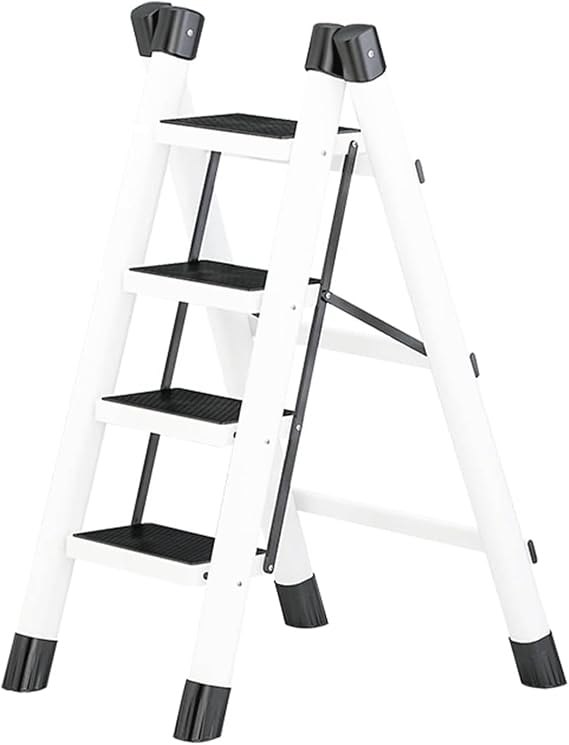 Folding Loft Ladder - 3/4 Step Carbon Steel Step Ladder with 10.6" Anti-Slip Pedal, 150kg/330lb Capacity, Portable Attic Access, Non-Slip Design