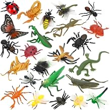 ONEST 24 Pieces Insect Figurines Various Bugs Insects Figures Fake Bugs Table Decorations Halloween Filler Cupcake Toppers