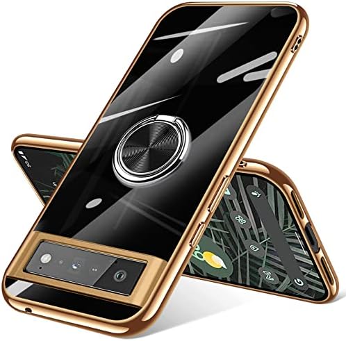 Compatible with Google Pixel 6 pro Case with Ring Stand TPU Shock-Absorbing Anti-Yellowing Scratch Resistant Protective Phone Case for Google Pixel 6 pro Case Support Magnetic Car MountBlack