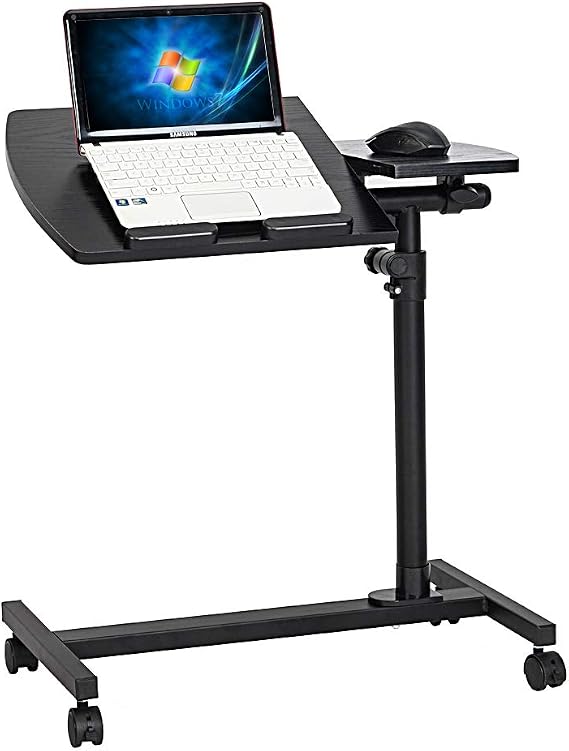 4-Wheel Lifting Computer Desk, Space-Saving, Black