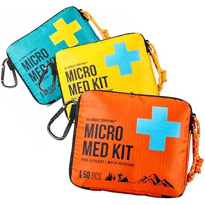 EVERLIT Mini First Aid Kit [3-Pack], Ultralight Compact Water-Resistant Hiker Medical Kit, Bulk First Aid Kit, Pack-Efficient for Camping, Hiking, Ourdoor Adventure, Travel, Pack of 3