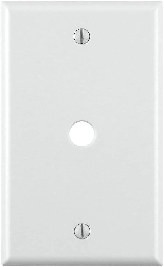 Leviton 1-Gang .406 Inch Hole Device Telephone/Cable Wallplate, Standard Size, Thermoset, Box Mount, 88013, White