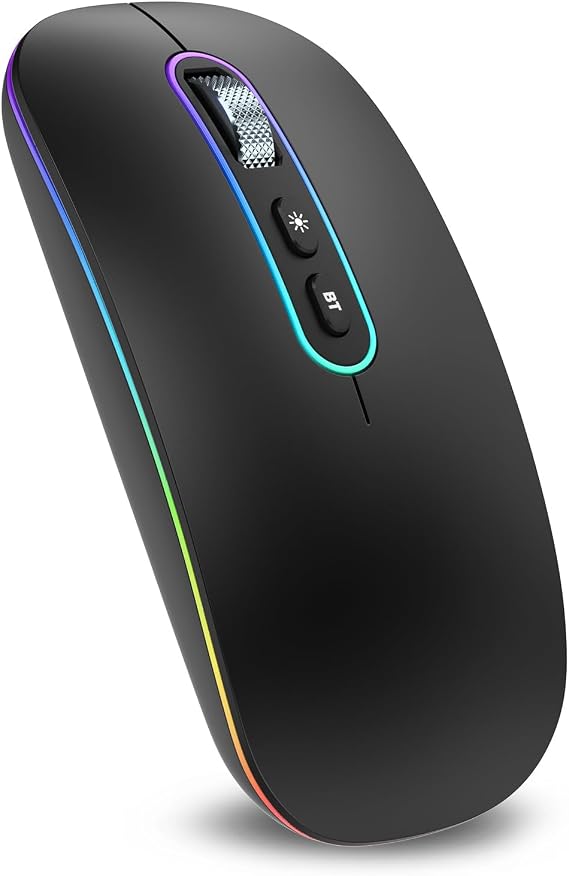 cimetech Wireless Mouse for Laptop, M01 Rechargeable Silent LED Computer USB Mice, [BT5.1 and 2.4G Receiver] Dual Mode Slim Sleek, Plug and Play for iPad Mac Chromebook Tablet PC Notebook