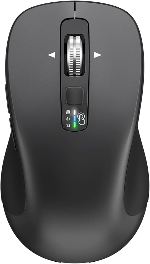 CITLLA Wireless Bluetooth Mouse (USB + BT1 + BT2), Full Size Mouse, 4-Way Scrolling, Multi-Device Silent for Computer, Laptop, iPad, MacBook (Grey)