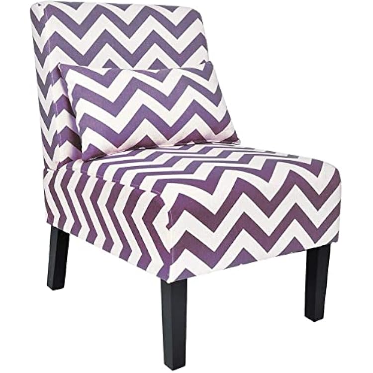 YOUTLITE Accent Chair Armless Elegant Design Single Sofa with Lumbar Pillow, Wood Leg, Mid-Century Fabric Chair,for Living RoomBedroom, Single PurpleWhite