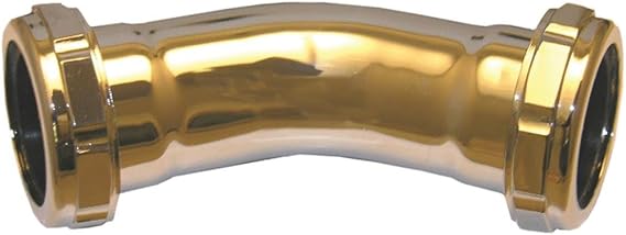 LASCO 03-3861 1-1/4-Inch Chrome Plated Brass Slip Joint Both Ends 45-Degree Elbow with Nuts and Washers