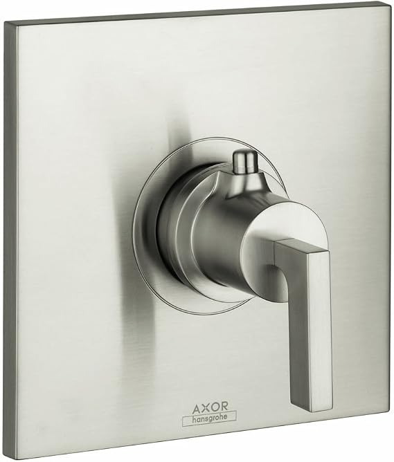 AXOR Citterio Modern Clean Auto Temperature Control 1-Handle 7-inch Wide Thermostatic Shower Trim for Rough-in Valve in Brushed Nickel, 39711821
