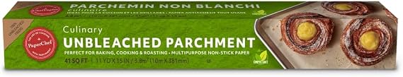 PaperChef Unbleached Parchment Paper Nonstick 15" x 33' 41 sq ft | Non-Stick, Easy Cleanup Genuine Vegetable Parchment for Baking, Roasting, Air Frying