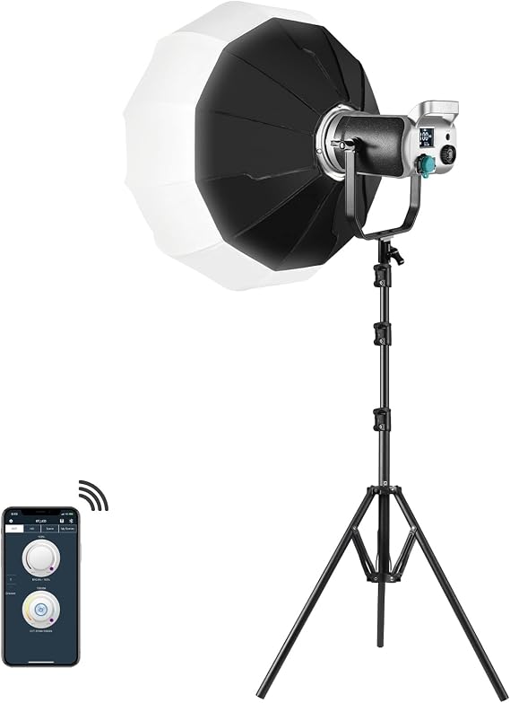 GVM 200W LED Video Light with Lantern Softbox, SD200D Photography Studio Lighting Kit with Bluetooth/DMX Control, 93000lux@0.5m 3200K-5600K Bi-Color Continuous Output Lighting for YouTube