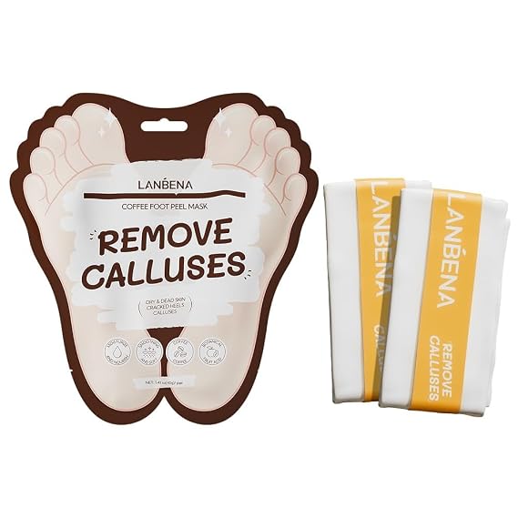 LANBENA Coffee Foot Peel Mask(1 Pairs),Exfoliator Peel Off Calluses Dead Skin Callus Remover,Repair Rough Heels & Get a Smooth Skin for Men and Women