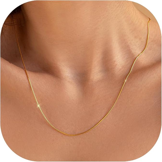 BAYLAY Gold Chain Necklace for Women - 18K Gold Plated Necklace Chain Dainty Gold Necklace for Women Gold Chain Gold Necklace Gold Jewelry Gifts Size 16/18/20/22/24/26 Inch