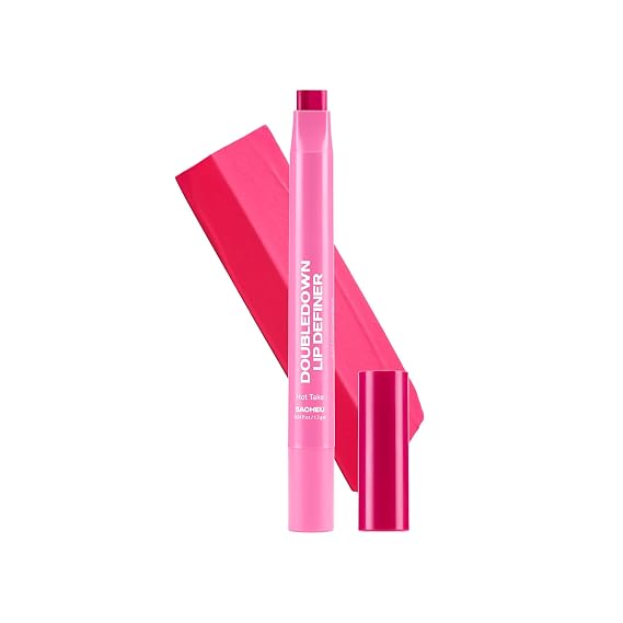 Sacheu DoubleDown Lip Definer, 2-in-1 Liner & Balm, Buildable, Hot Take | Dual-color bullet lines & fills in one swipe, nourishing avocado & rosehip oils, vitamin E, creamy satin finish
