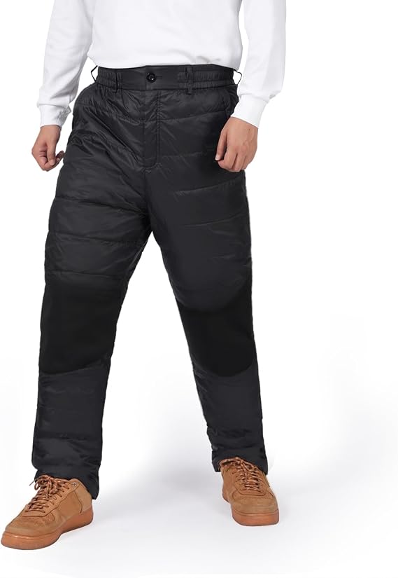 Men's Winter Warm Puffer Pants Windproof Loose Utility Insulated Snow Ski Trousers for Outdoor Activities