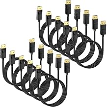 DisplayPort Cable 10-Pack, 6ft DP Cord [4K@60Hz, 2K@165Hz, 2K@144Hz], High Speed Display Port Cable 120Hz 144Hz 165Hz for Gaming Monitor, Graphics Card, TV, PC, Laptop, Computer