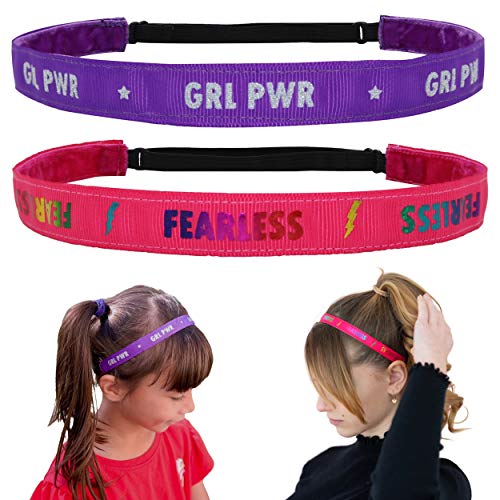 FROG SAC 2 Charity Non Slip Headbands for Girls, Adjustable Affirmation Headband for A Cause, Thin No Slip Girl Head Bands for Kids, Elastic Sports Head Band, Cute Stretch Hair Accessories