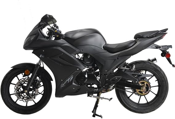 HHH 125cc Motorcycle with Manual Transmission for Adult Sports Bike Venom 125cc Scooter with led Lights and 17 inches Wheels (Factory Packaged) (Black Color)