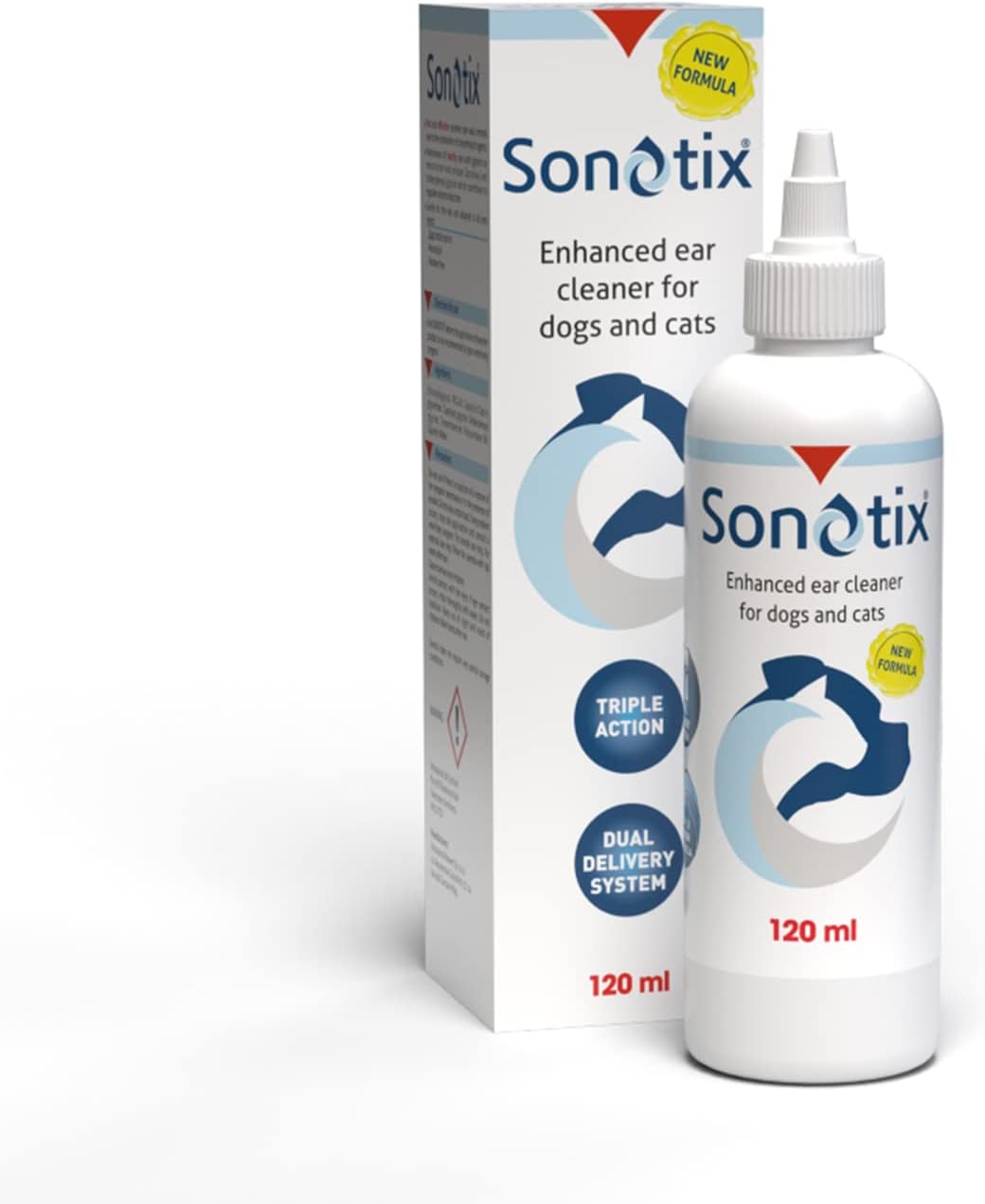 Sonotix New Triple Action Ear Cleaner for Dogs and Cats | Moistures, Rebalances &amp; Cleans Ears | 120ml bottle