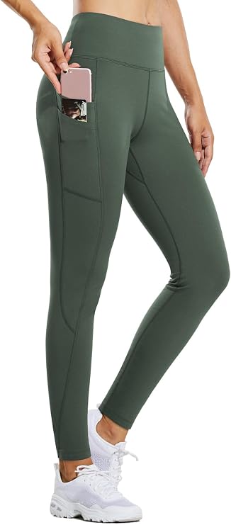 baleaf Womens Fleece Lined Leggings Water Resistant Thermal Winter Warm Tights High Waisted with Pockets Running Gear