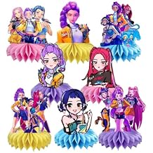 8Pcs Demon Movie Hunters Honeycomb Table Centerpiece,Demon Movie Hunters Birthday Party Supplies Table Decorations for Kids Party Decorations