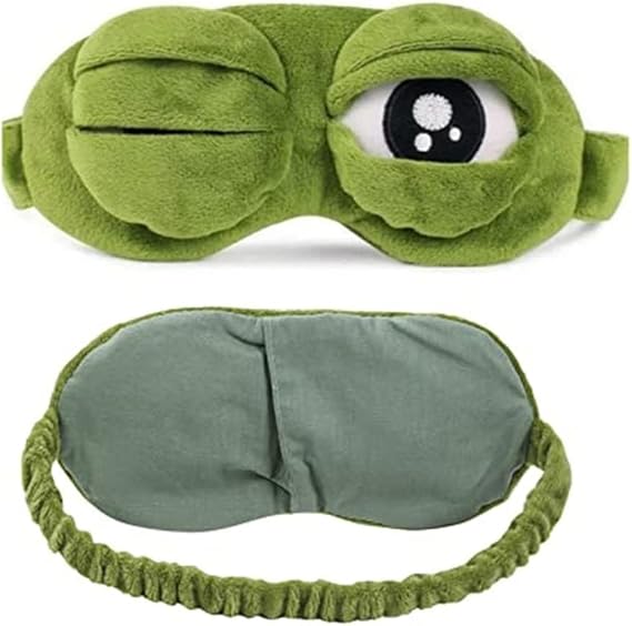 3D Unisex Frog Eye Sleeping Mask, Soft Padded Eyemask Shade Cover Rest Relax Blindfold with Elastic Band for Home Sleep Travel, Soft Plush Blackout Eye Mask