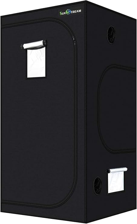 SunStream 80x80x160cm Grow Tent for Hydroponics, 600D Mylar 98% Reflective Indoor Greenhouse