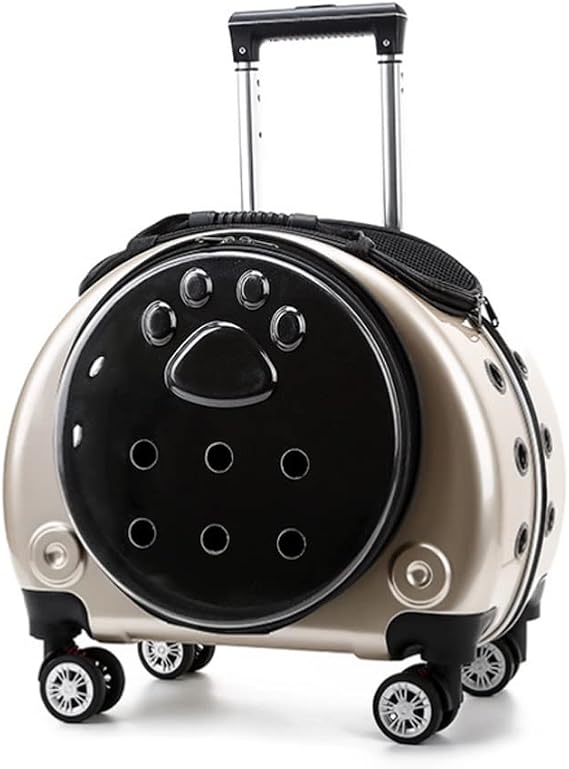 Pet Trolley Travel Bag Cat Carrier Bag Breathable Pet Backpack Portable Bag Space Backpack (Pink)