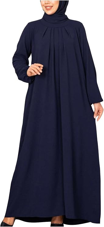 Ruziyoog Muslim Prayer Dress for Women Abaya Solid One-Piece Hoodie Abaya Dress Full Length Dresses Islamic Dubai Jilbab