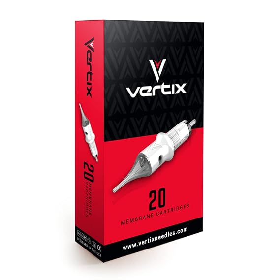 Vertix - 7 Magnum Bugpin - Pack of 20 Membrane Tattoo Machine Cartridges - Transparent Detachable Tip, Minimize Tattoo Pen Machine Vibration